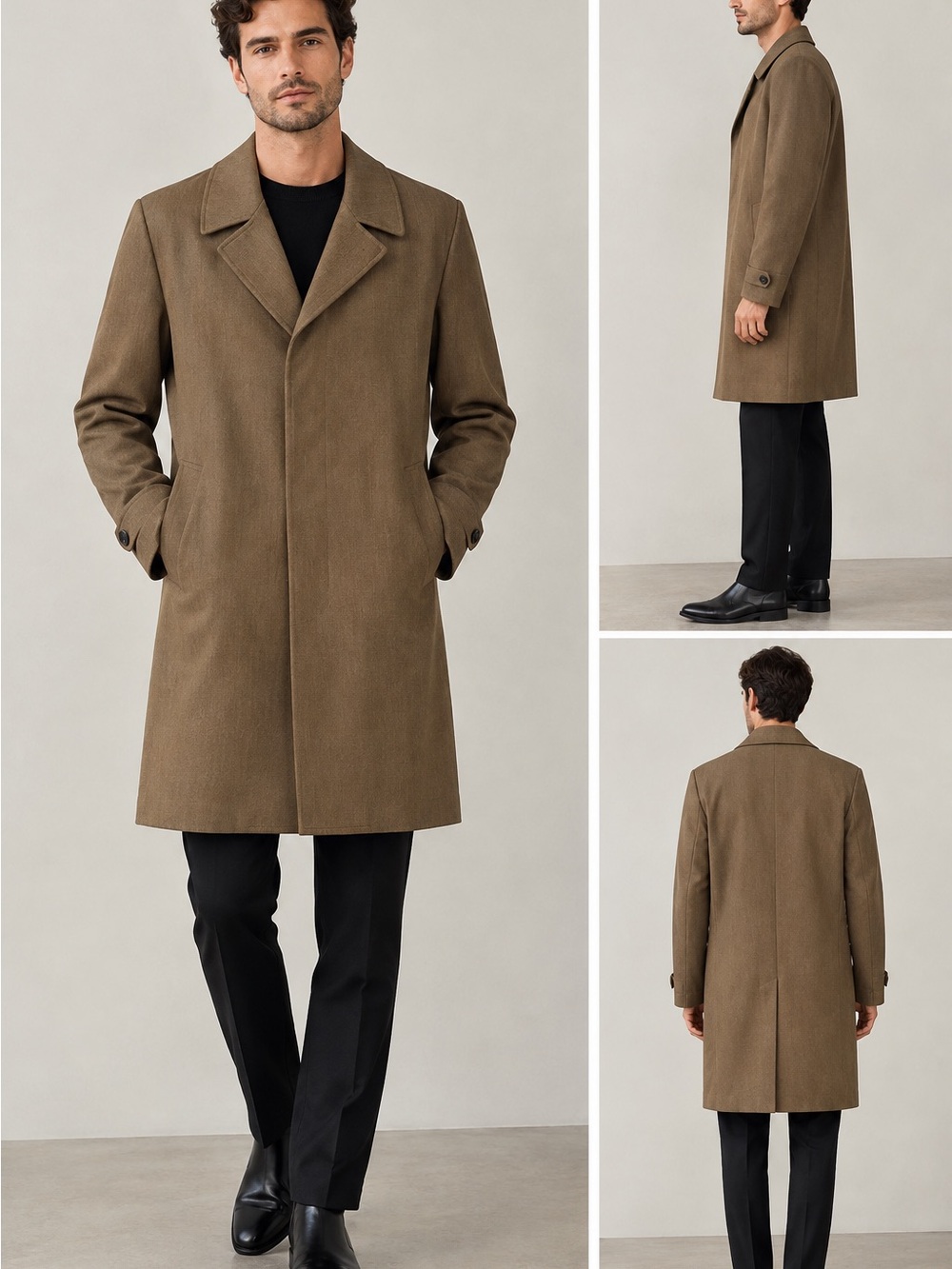 Michael Kors Olive Brown Single-Breasted Trench Coat